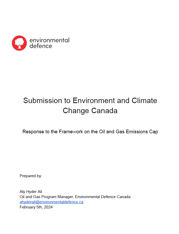 Response To The Framework On The Oil And Gas Emissions Cap