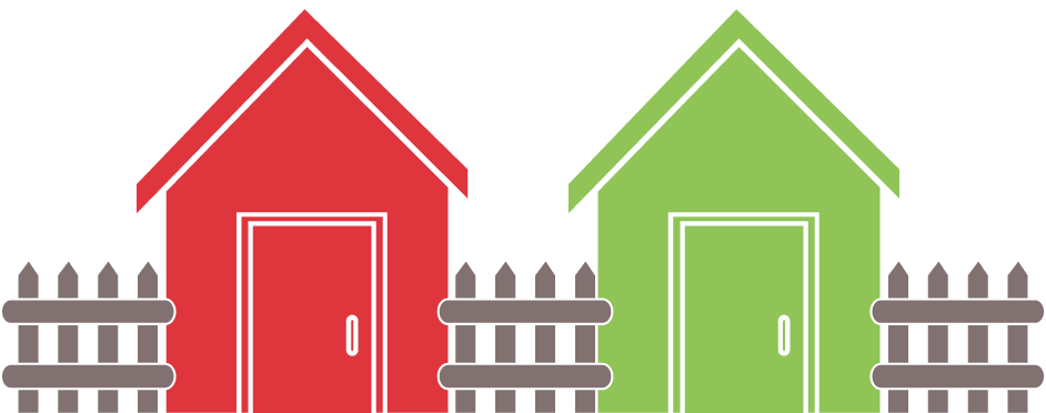 Red house and green house