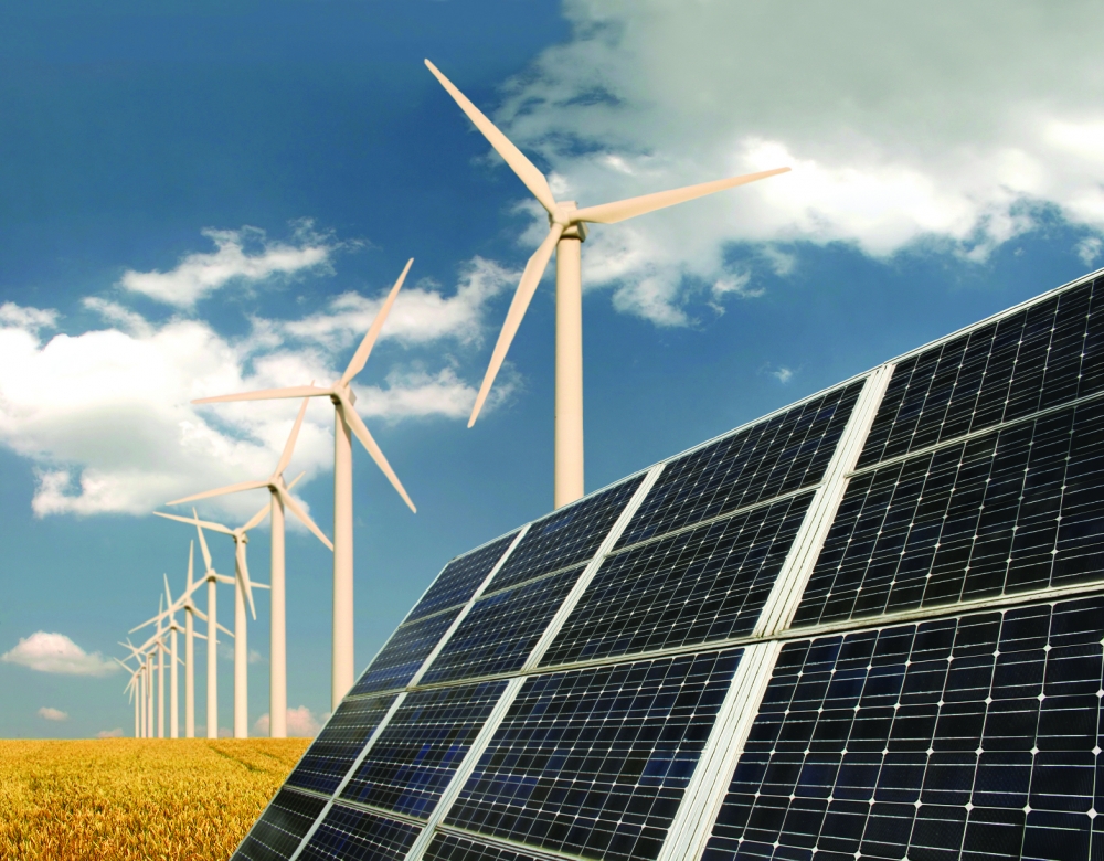 windmill and solar panel
