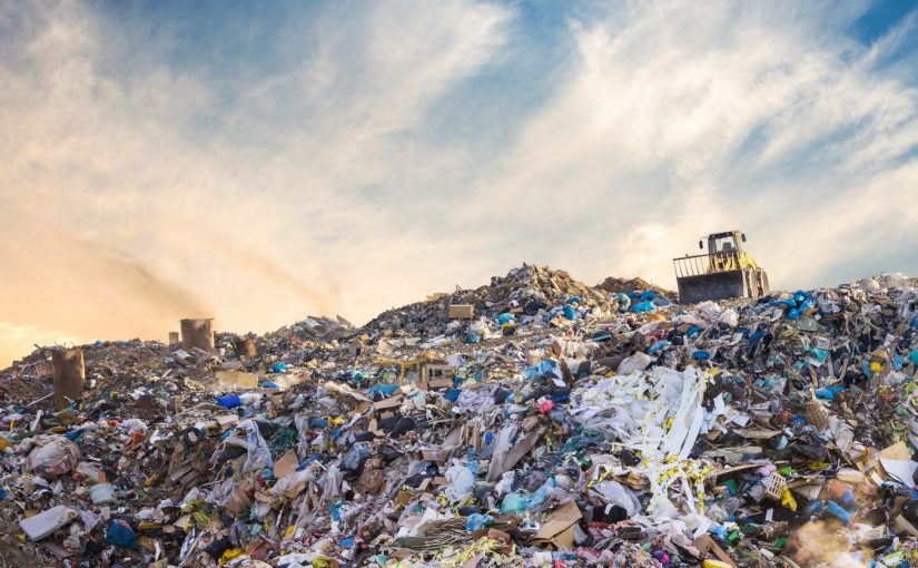 Garbage pile in trash dump or landfill. Pollution concept.